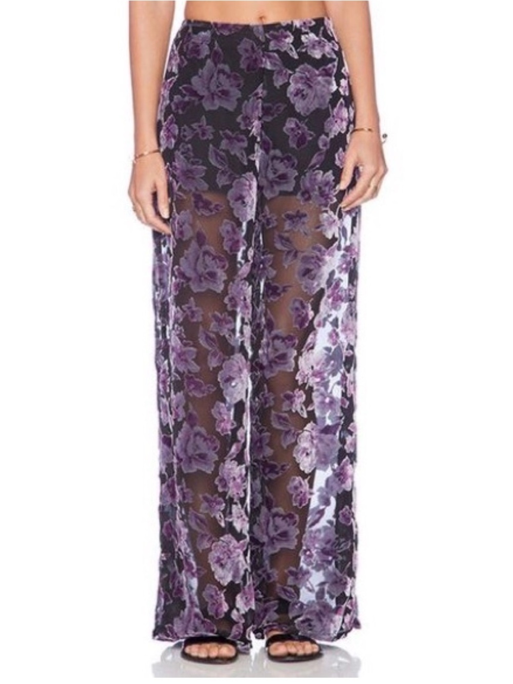 Lovers + Friends jhene aiko sheer floral pants (small)